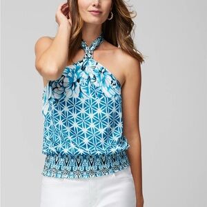 NWT Floral Blue Halter Top